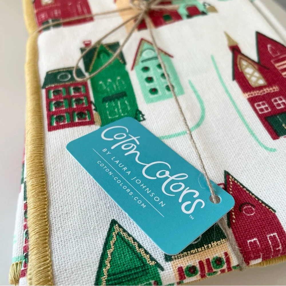 SET of 8 Holiday Napkins by Coton Colors